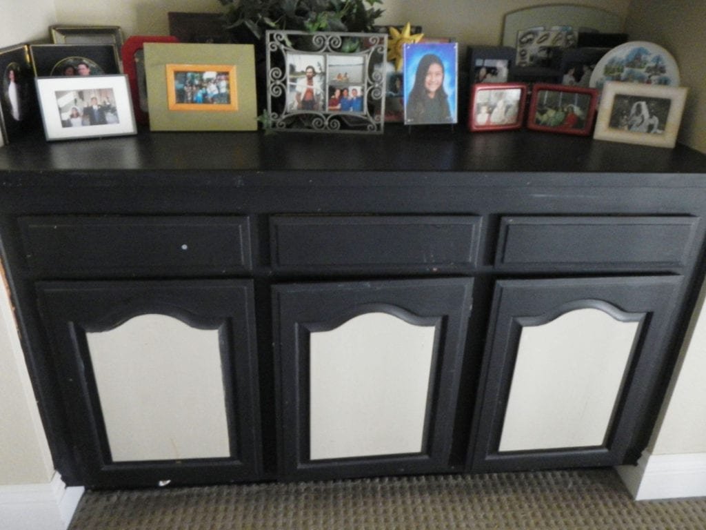 black and grey wood lower cabinets and drawers