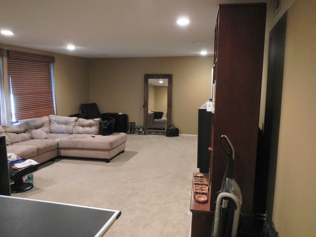 bonus room with couch and tv