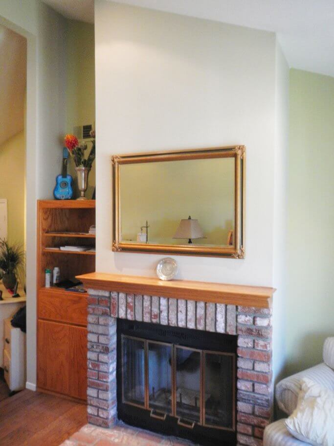 master bedroom fireplace and cabinets