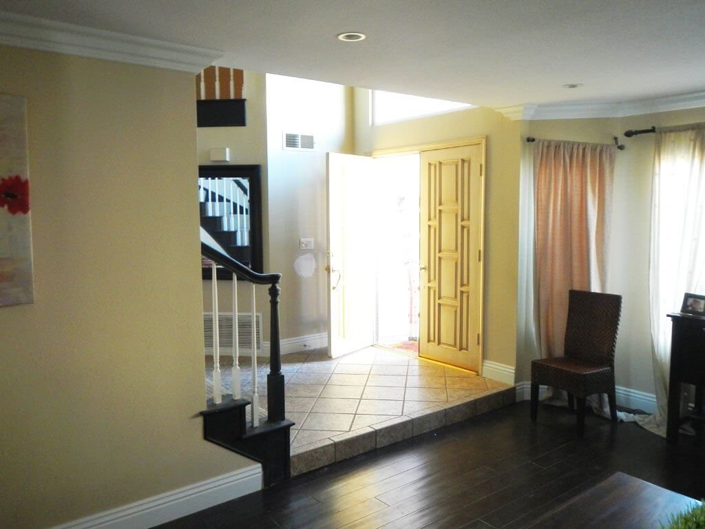 view from family room to entryway