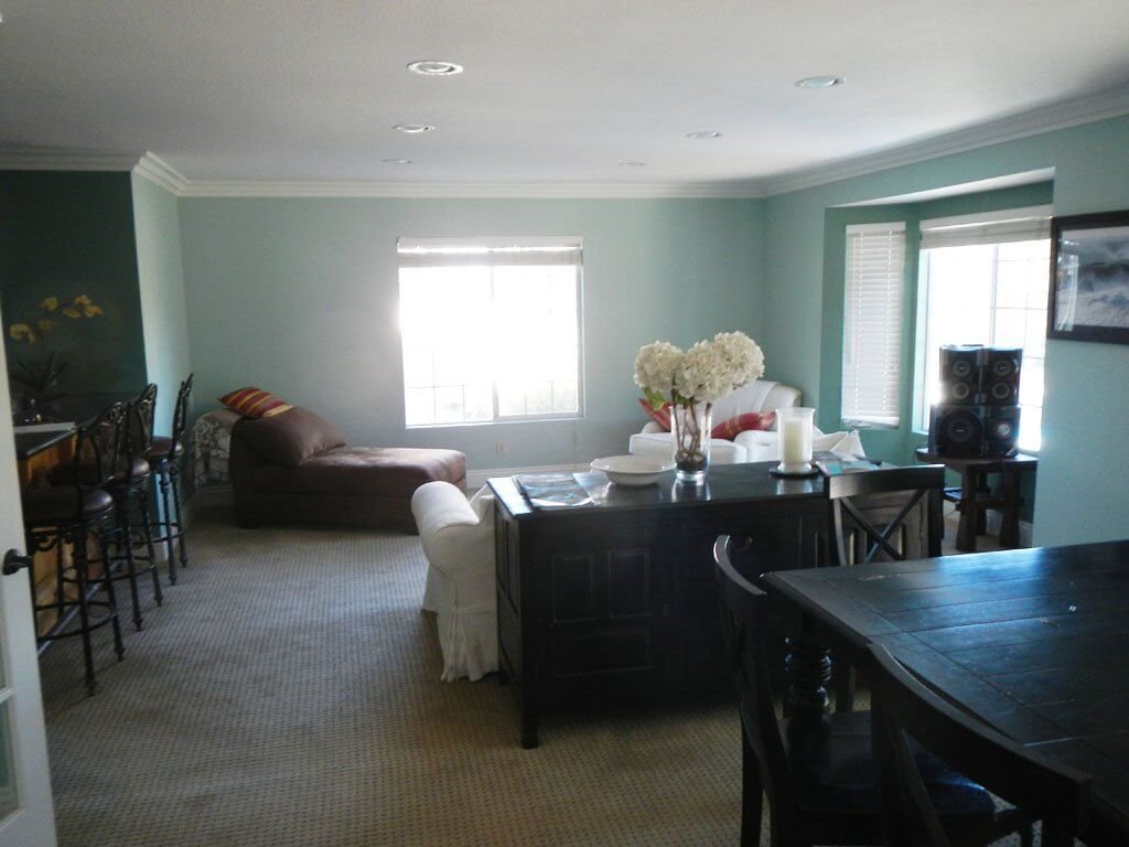 great room with table and couch