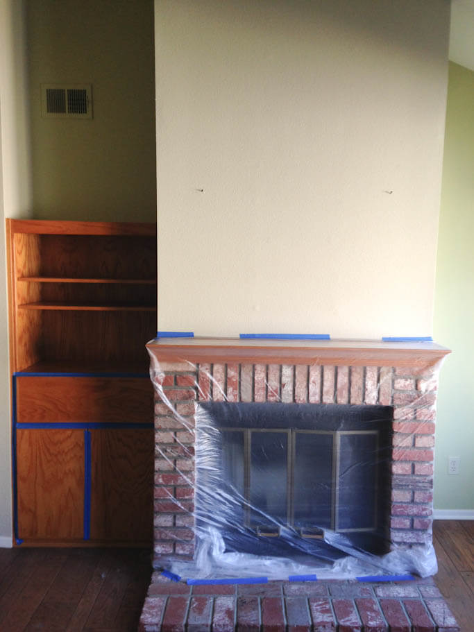 fireplace and cabinets