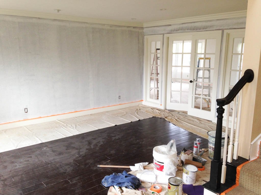 family room being painted