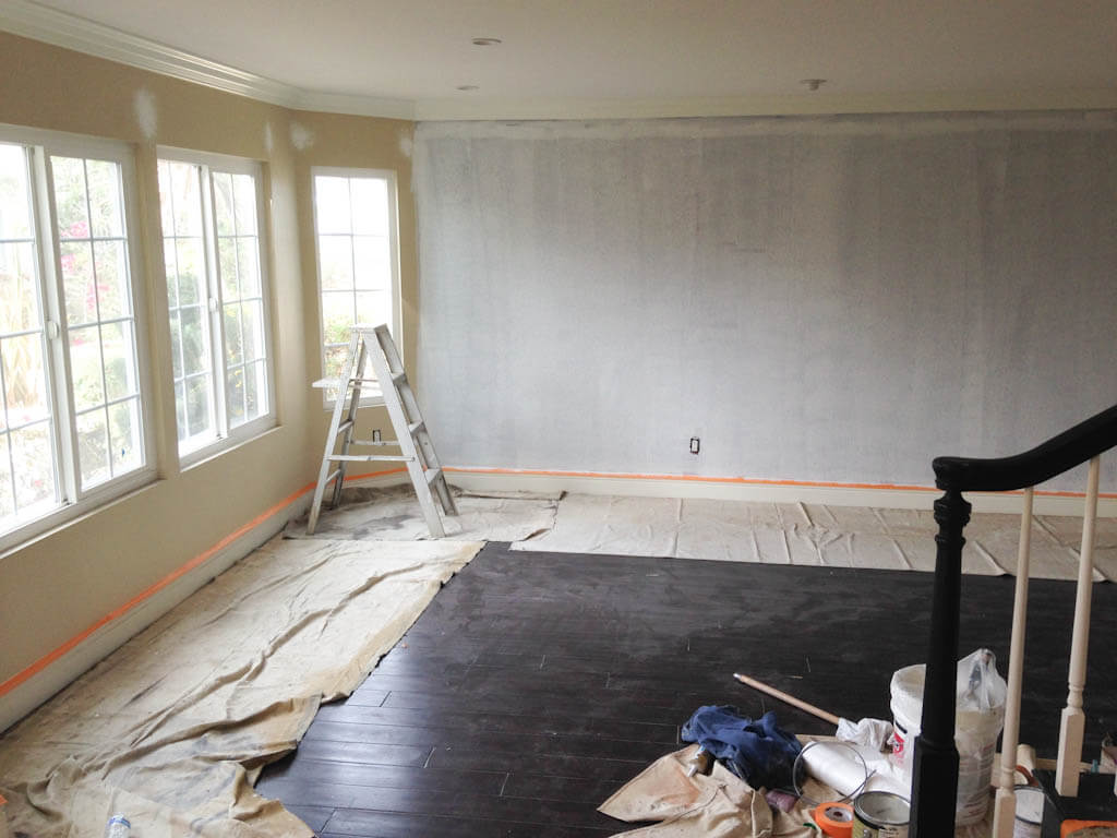 family room being painted
