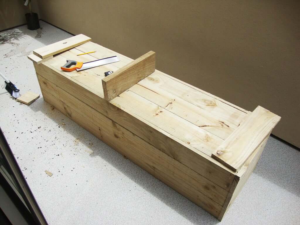 wooden planter being constructed