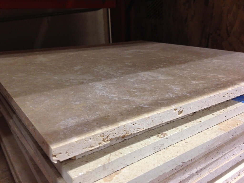 Stacked travertine tile