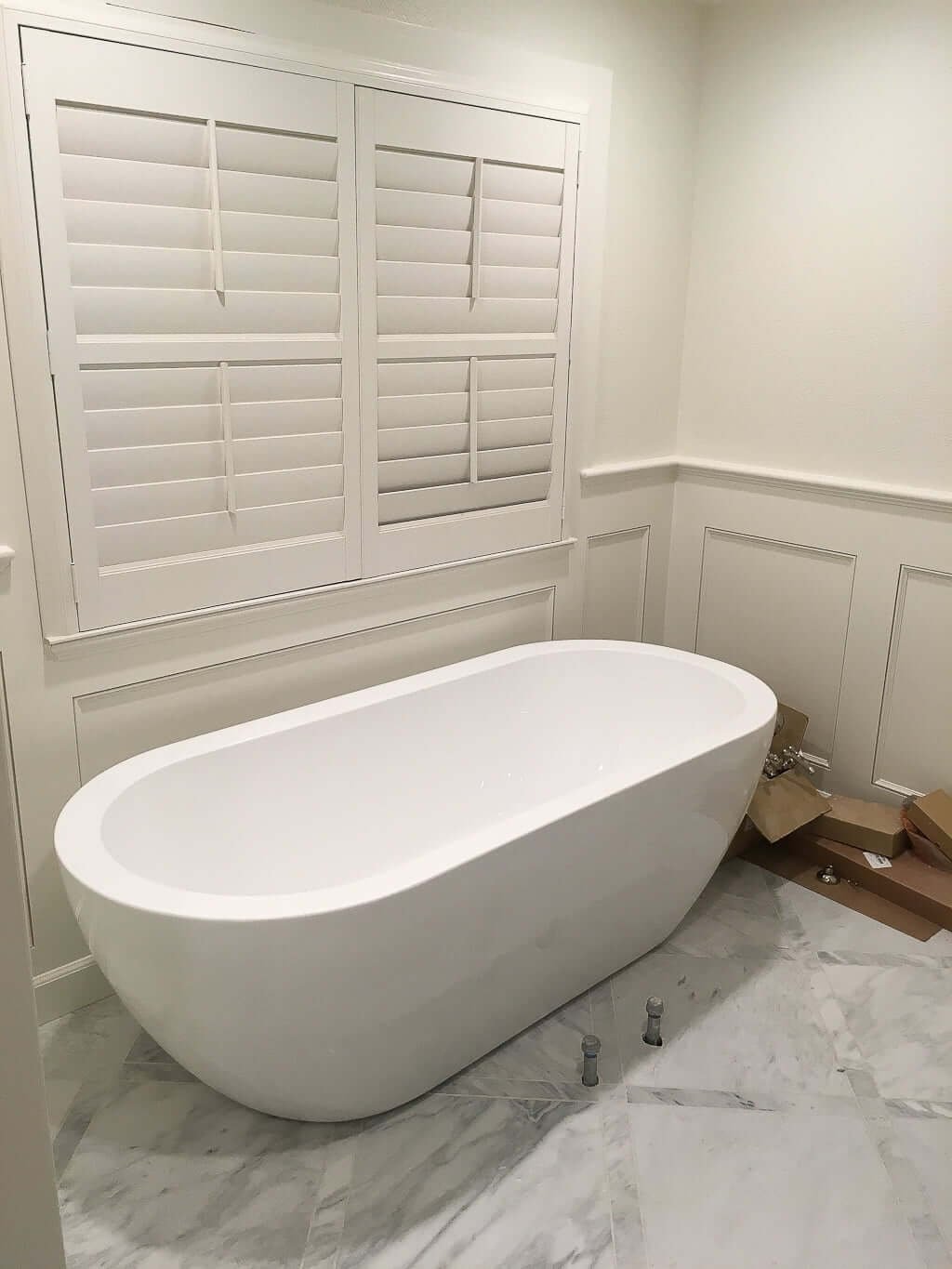 freestanding tub in bathroom before install