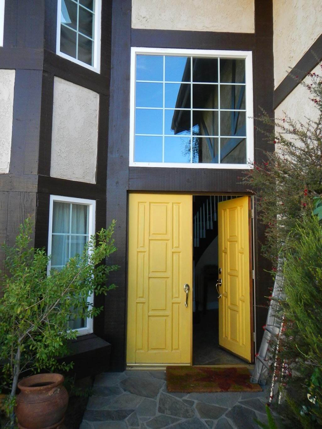 yellow front door open