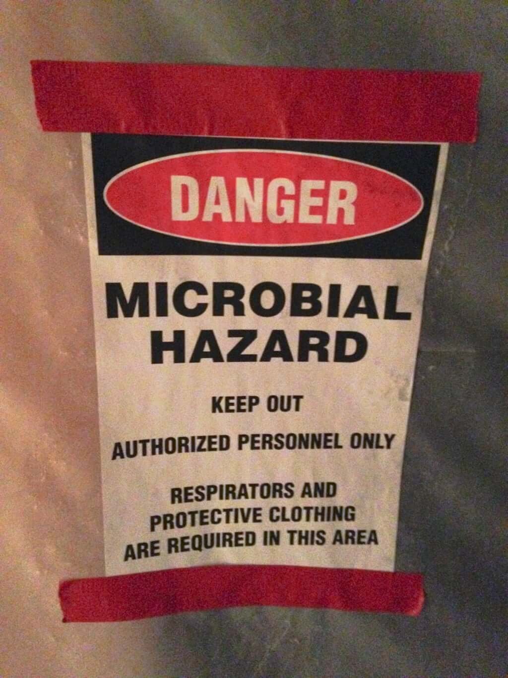 danger microbial hazard kitchen sign