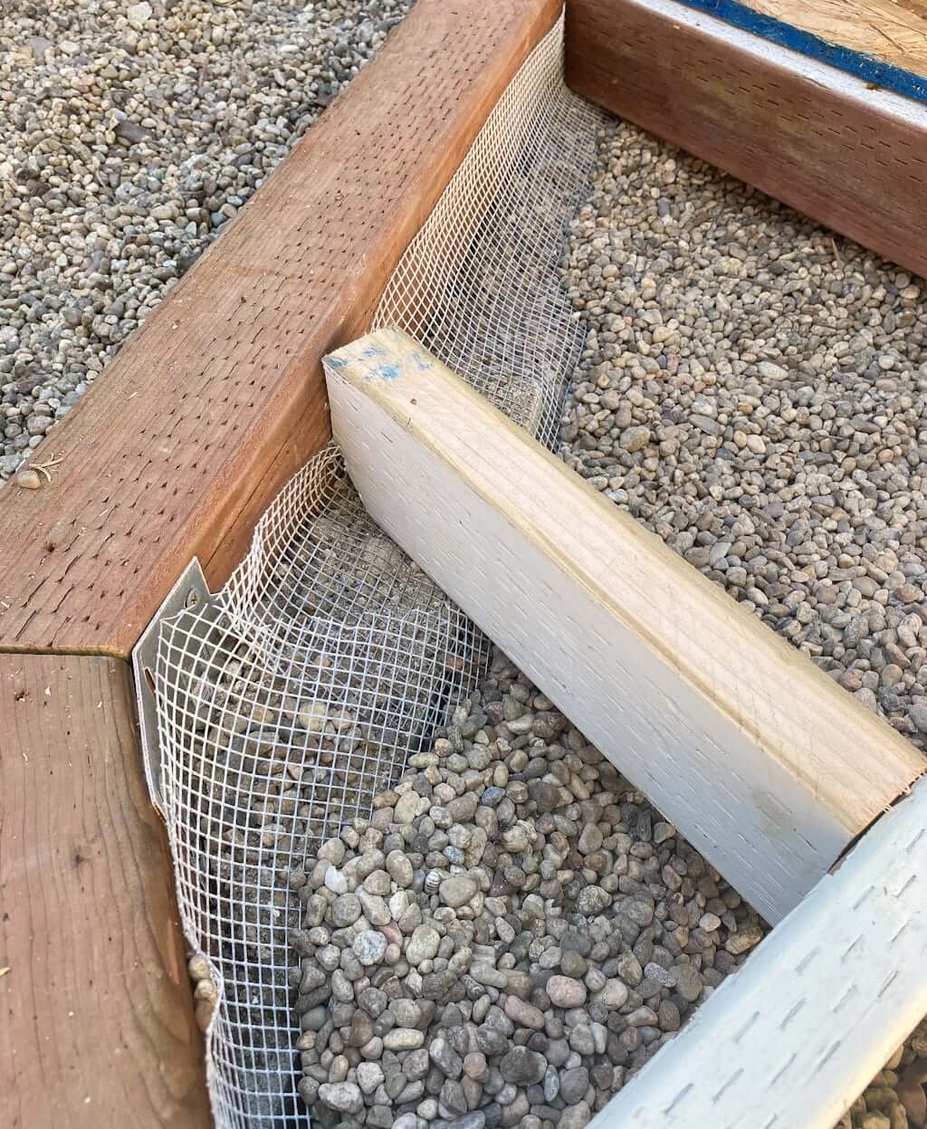 wire mesh in foundation of art studio shed