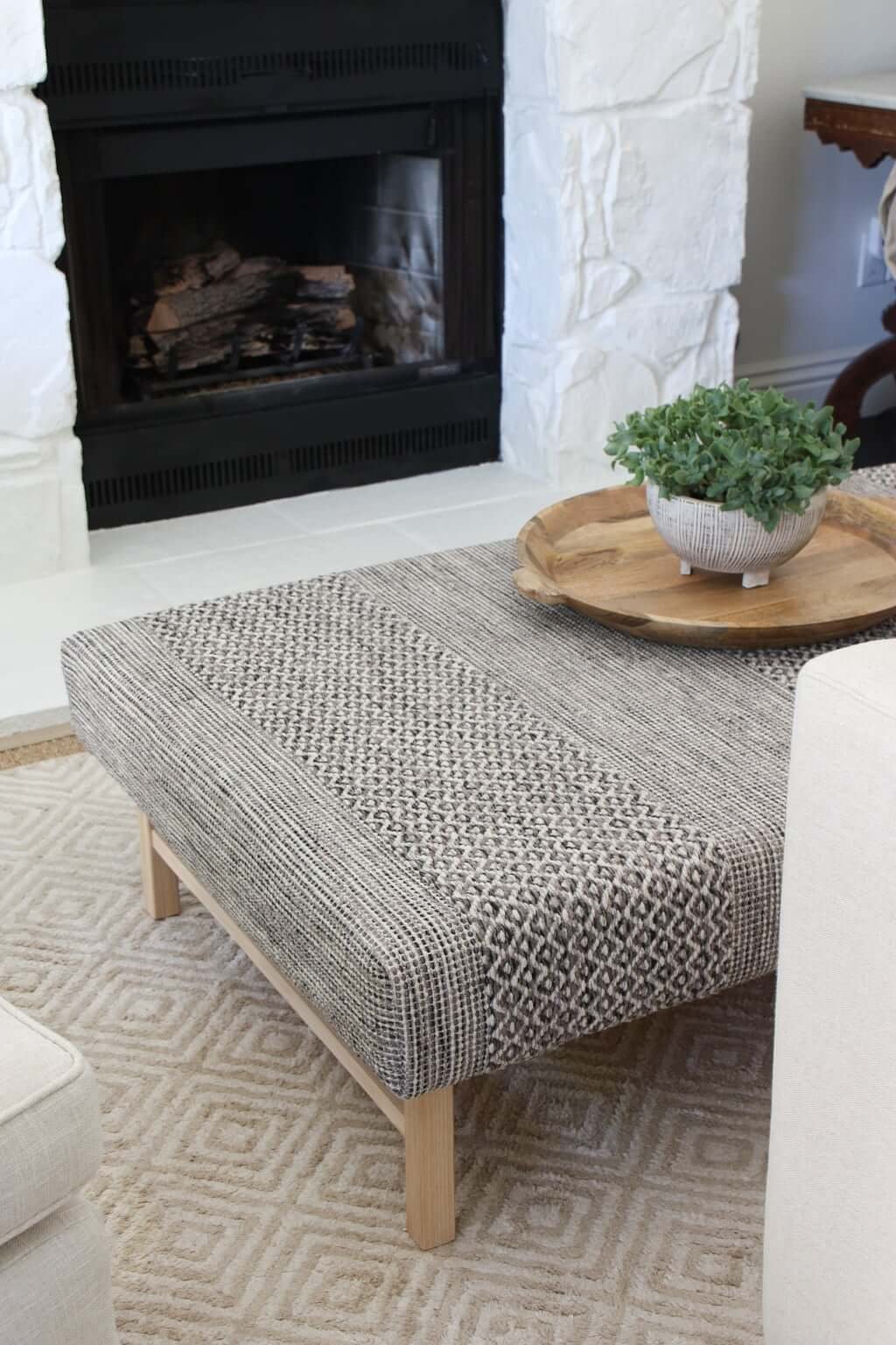 rug ottoman in living room