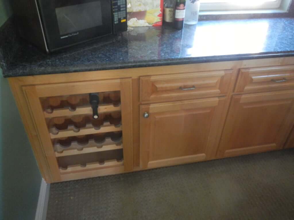 lower bar cabinets, wood with wine rack
