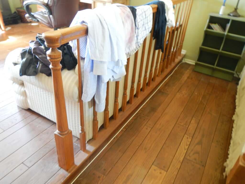 wood railing in bedroom