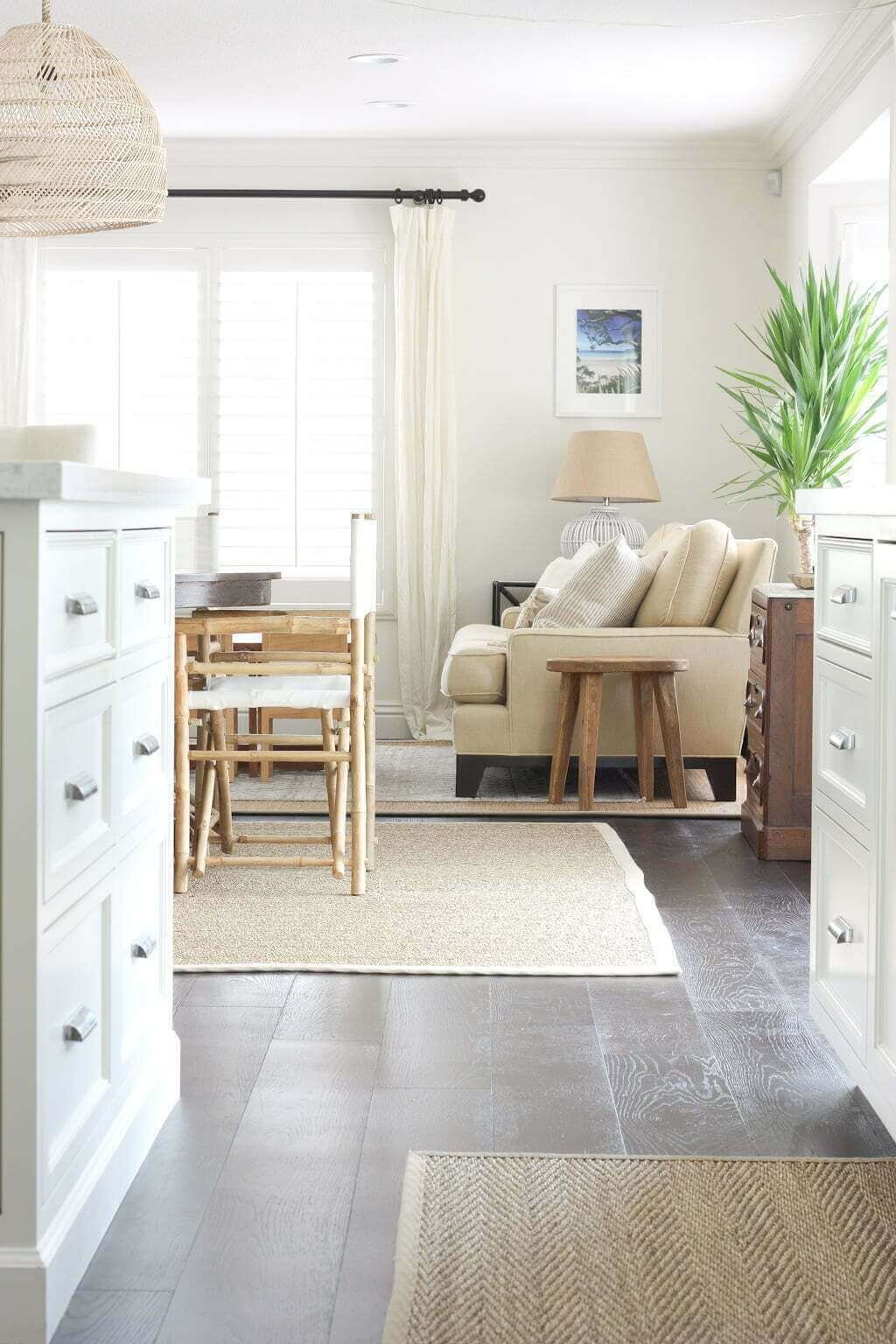 view from kitchen into dining and living room