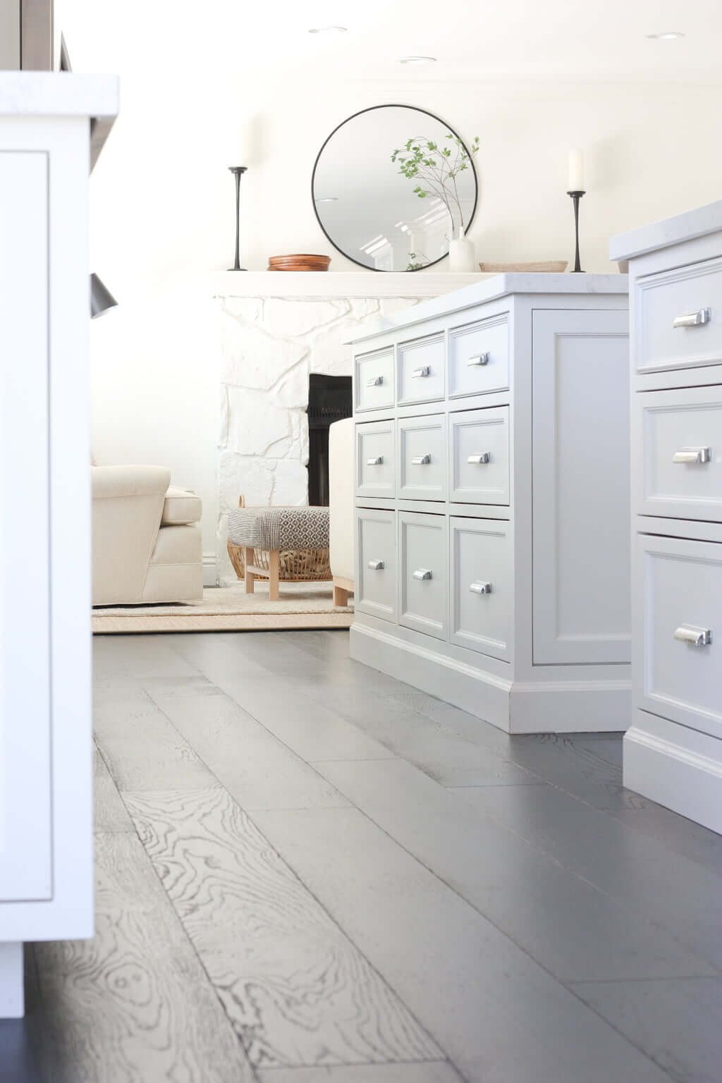 dark hardwood floors in kitchen