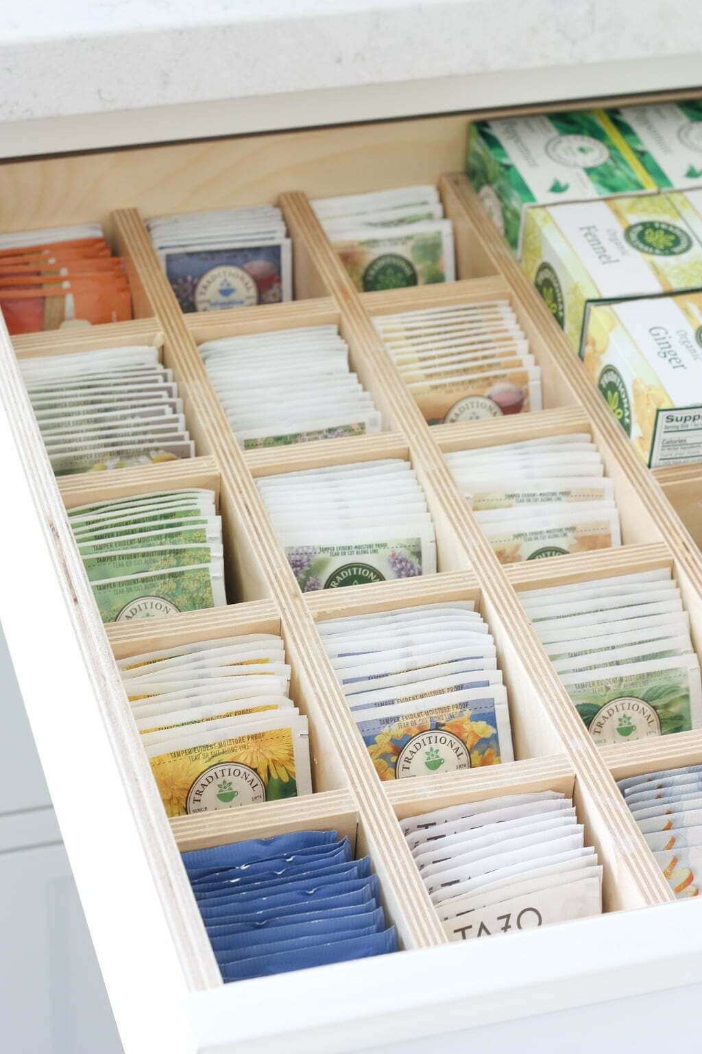 tea drawer organization storage drawer with dividers