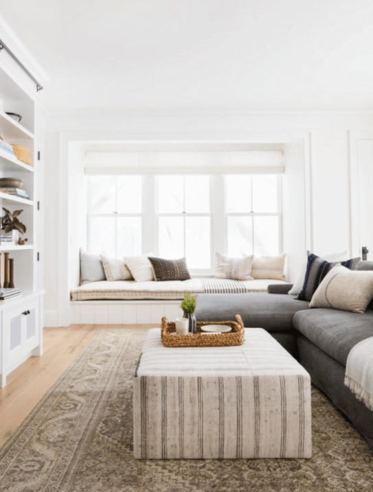 ottoman coffee table with kilim rug