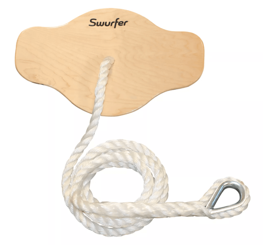 wooden disc swing with rope attachment