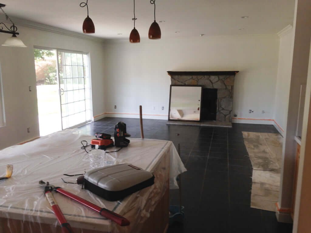 living room and kitchen under construction