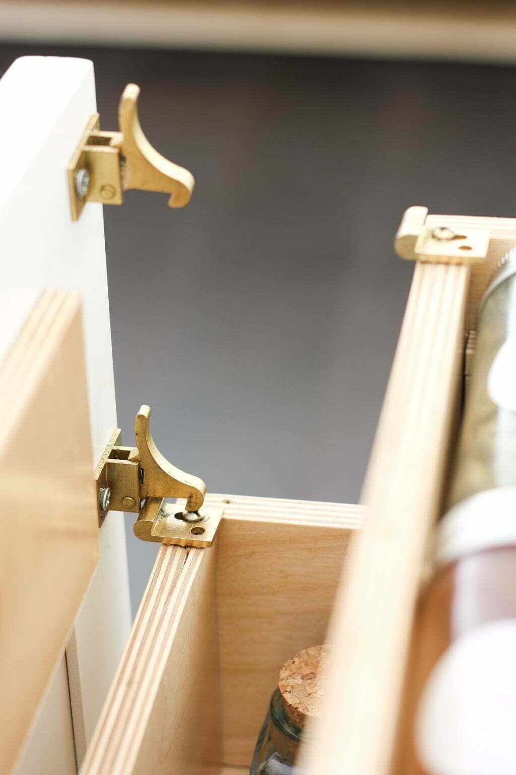 pull out spice drawer organizer with brass clips