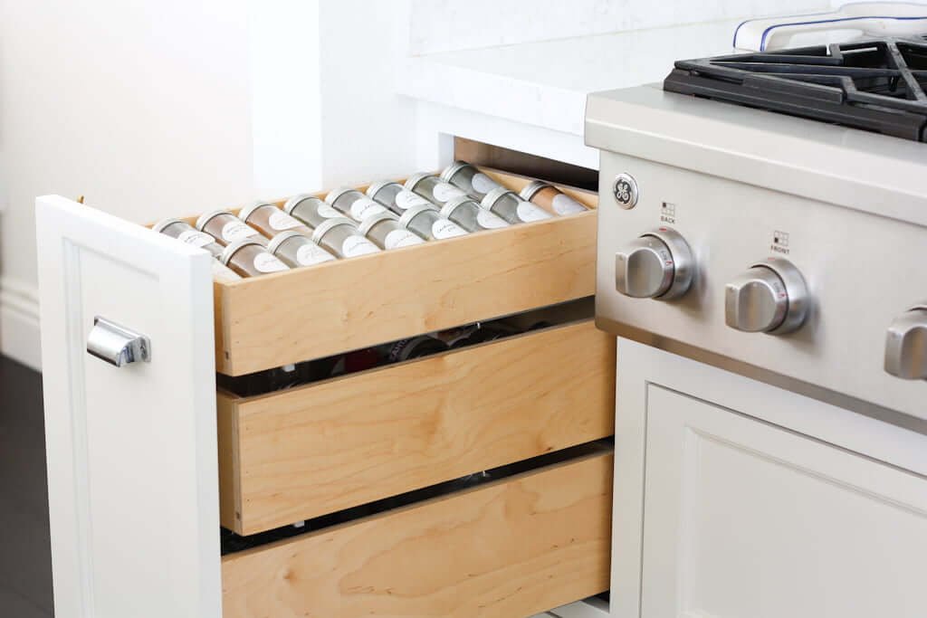 Pull Out Spice Rack Cabinet Drawer - The Brain & The Brawn