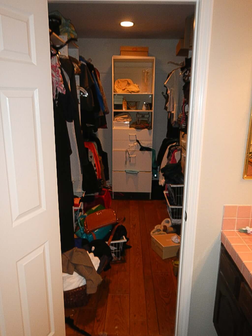 messy master closet "before"