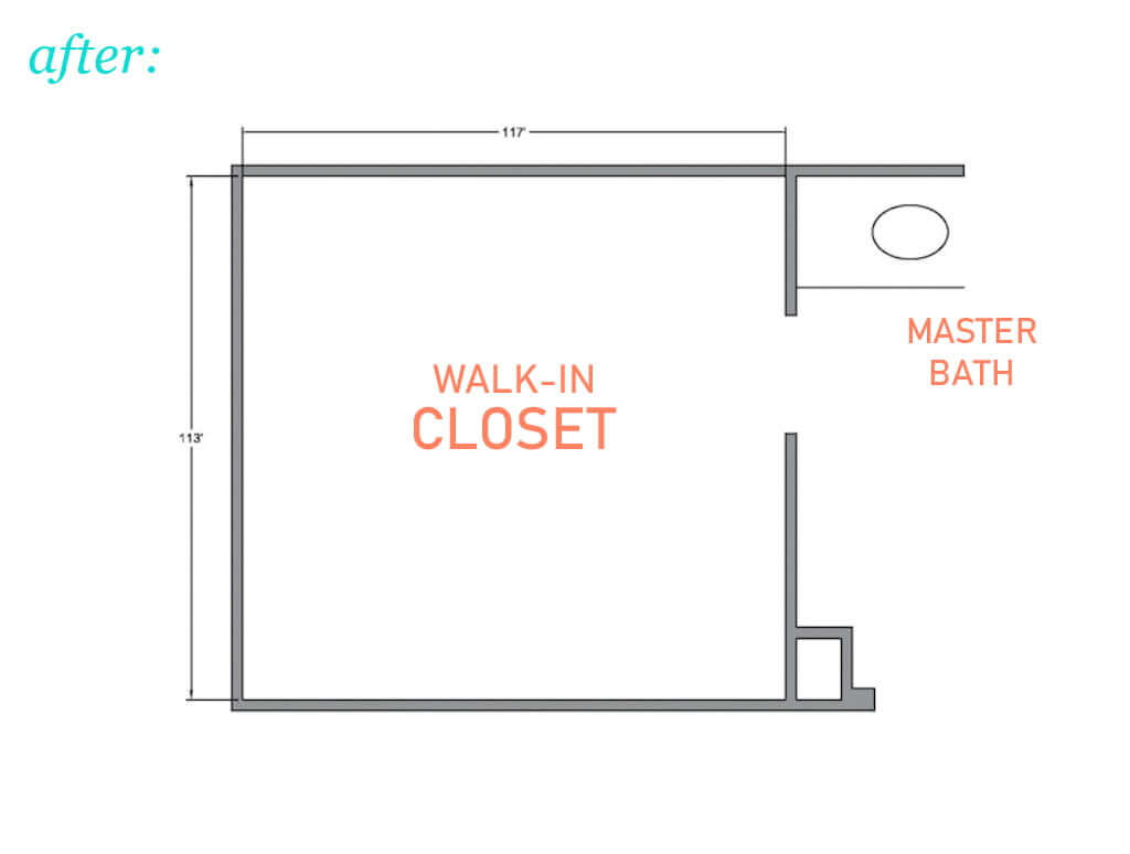"after" floor plan of walk-in closet layout