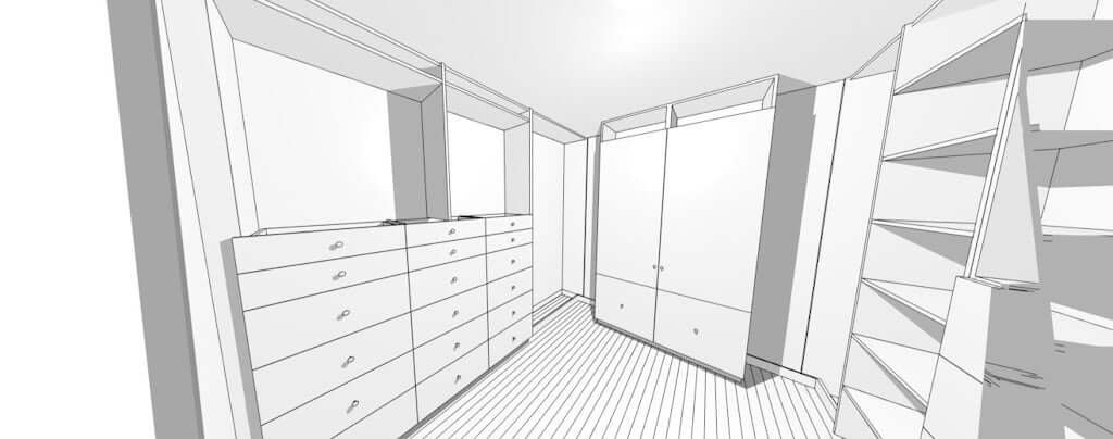 small walk in closet configurations with drawers, shelves, and wardrobe