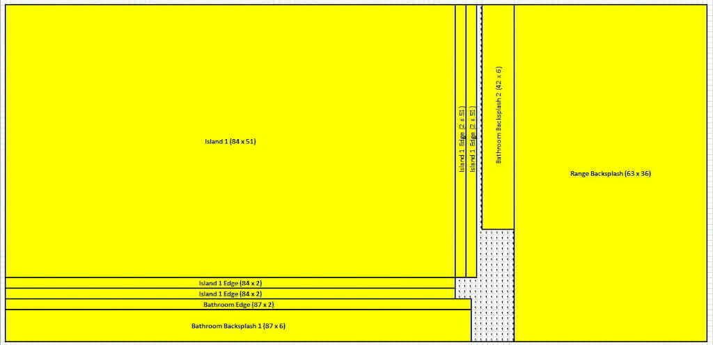 diagram showing how to lay out slab to save on quartz countertop prices