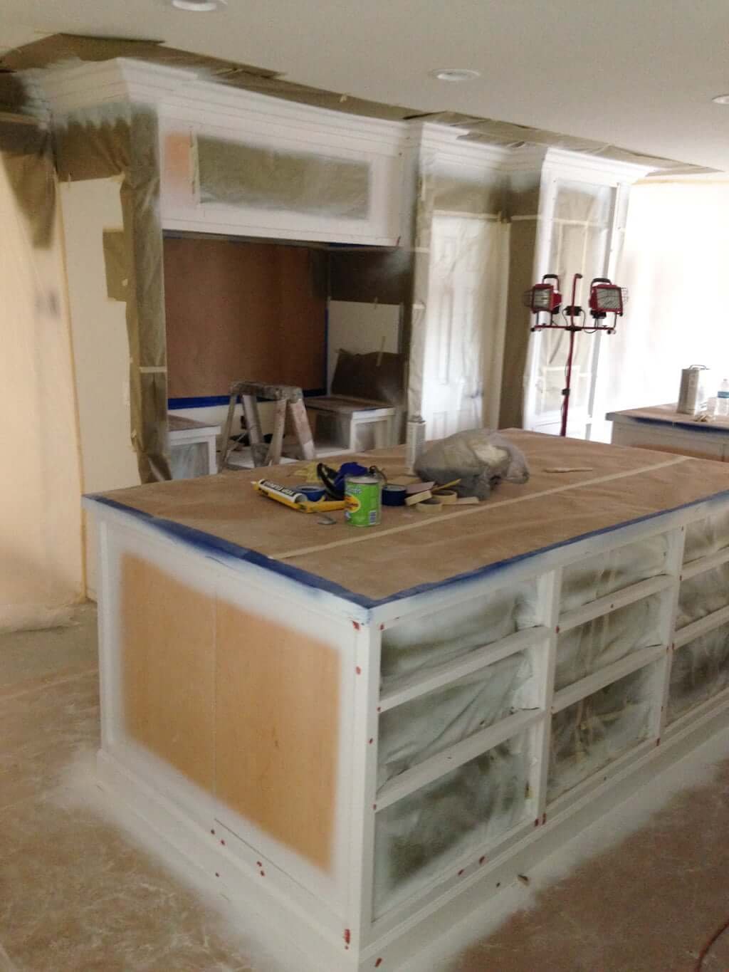 kitchen after painting being prepared for quartz installation