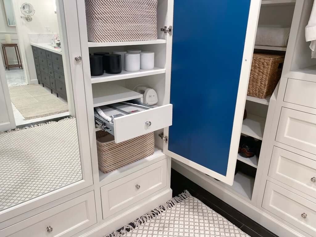 pull out ironing board drawer hidden in cabinet in closet 