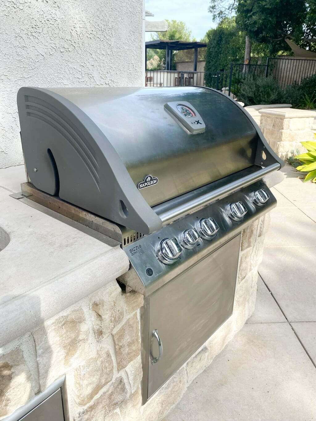 backyard kitchen with built in grill