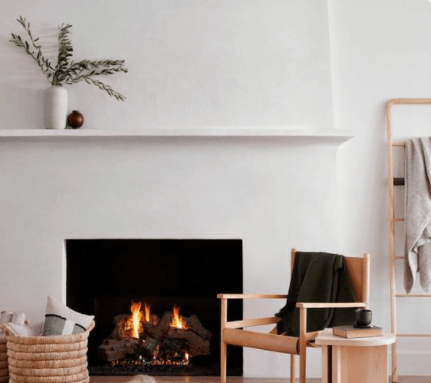 modern fireplace plastered in living room