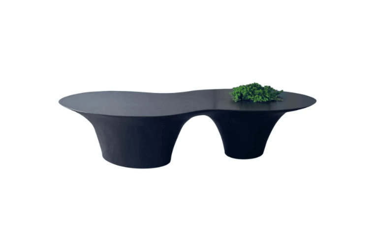 black sculptural coffee table