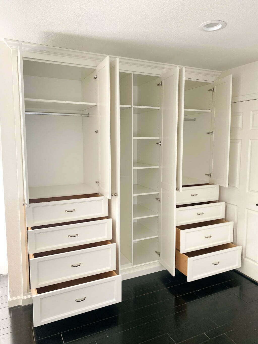 bedroom wall closet without corners, white traditional closet cabinets and drawers built-in