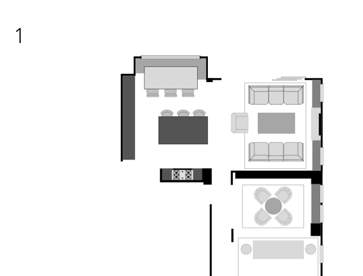 living room layout floor plan with TV above fireplace
