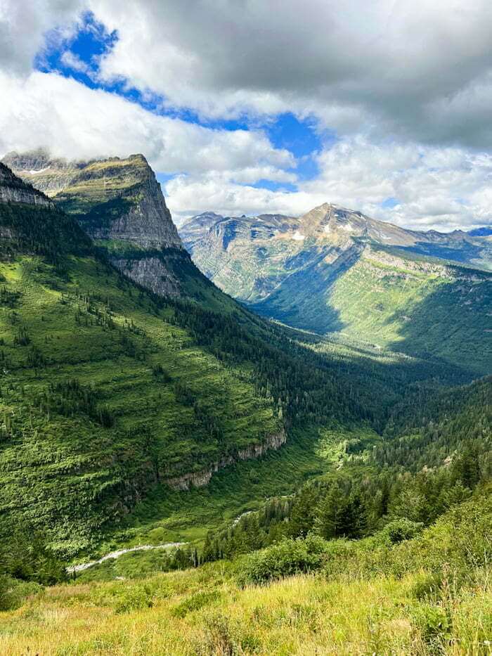 view from Highline Trail in Glacier National Park