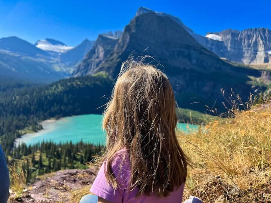 family picnic on Grinnell Glacier hike in Many Glacier, Montana