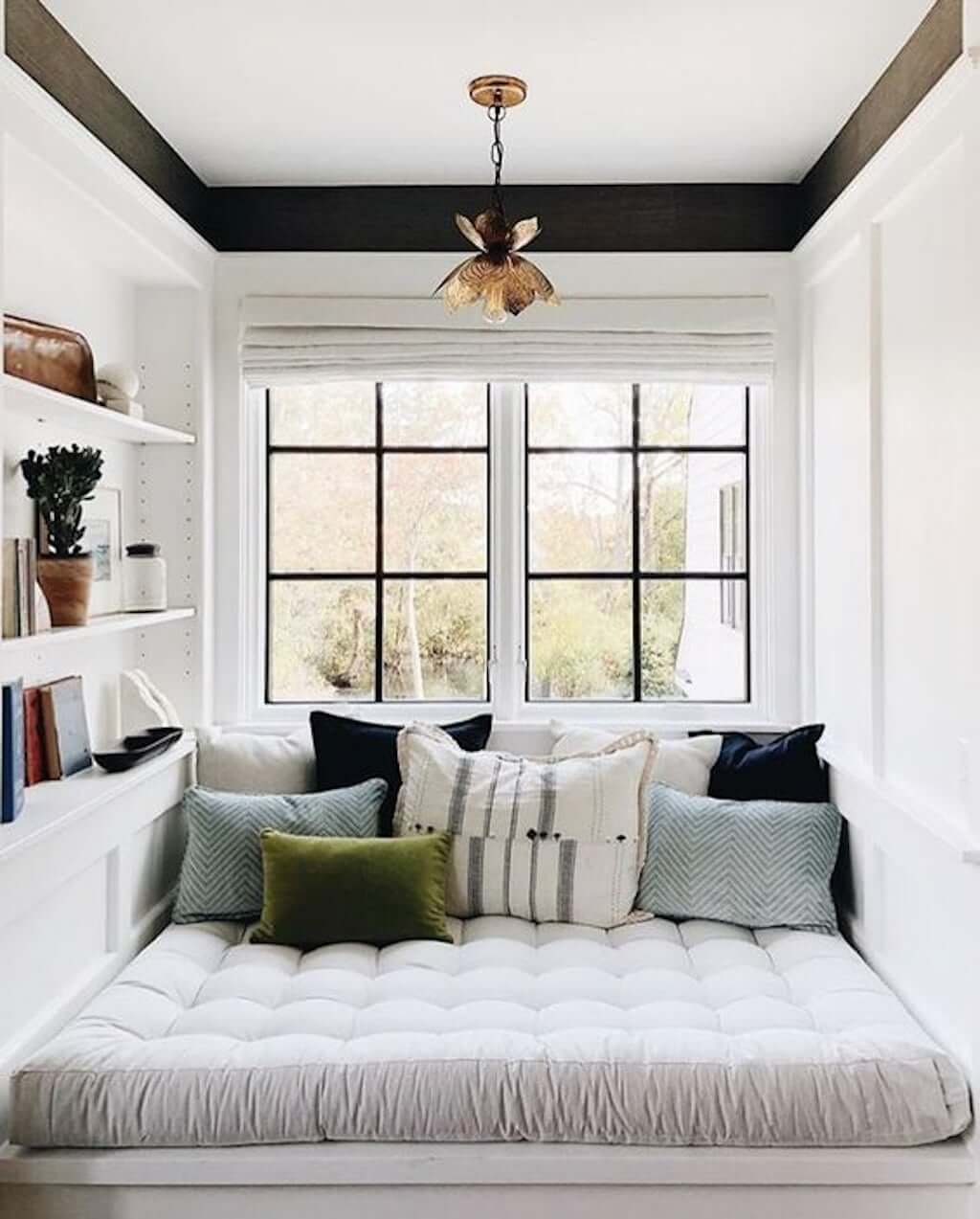 extra large window seat with pillows