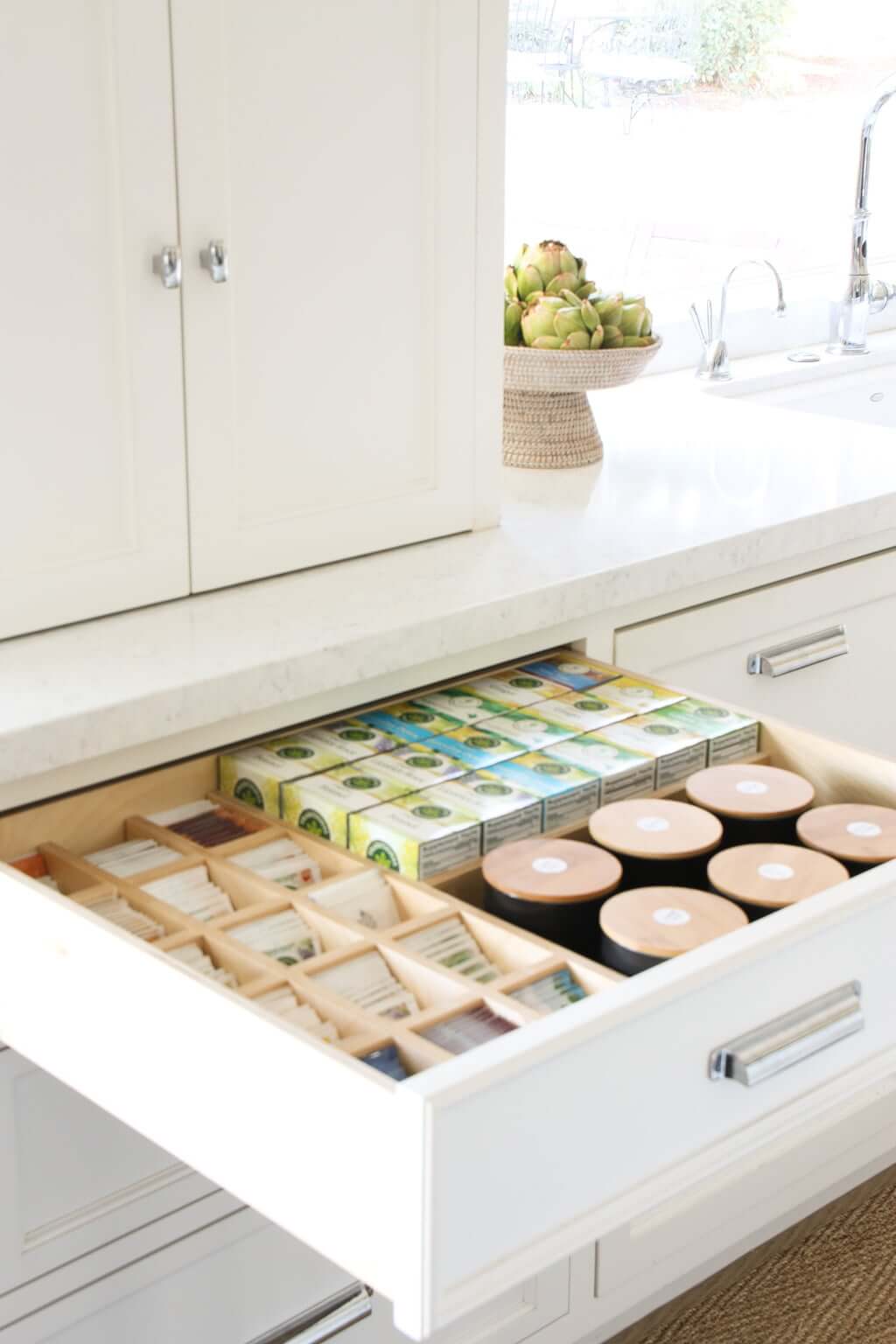 kitchen drawer instead of cabinet with tea drawer dividers