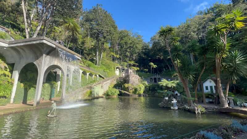 Monte Palace pond with waterfall and plants
