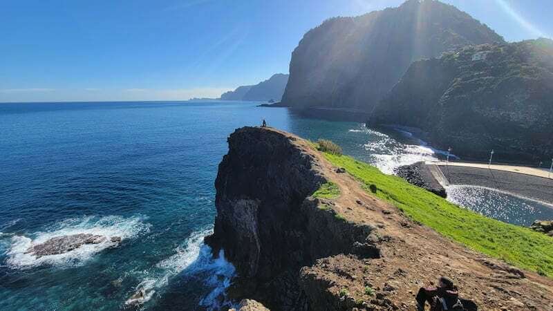 mother and daughter on Madeira coastline