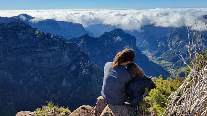 mother and daughter hiking in Madeira, Portugal