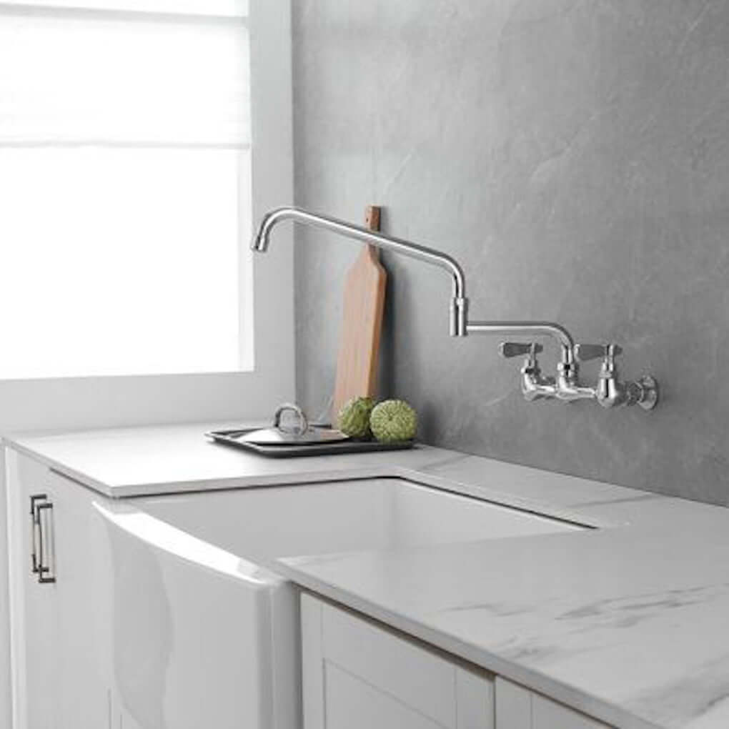 wall faucet kitchen sink chrome