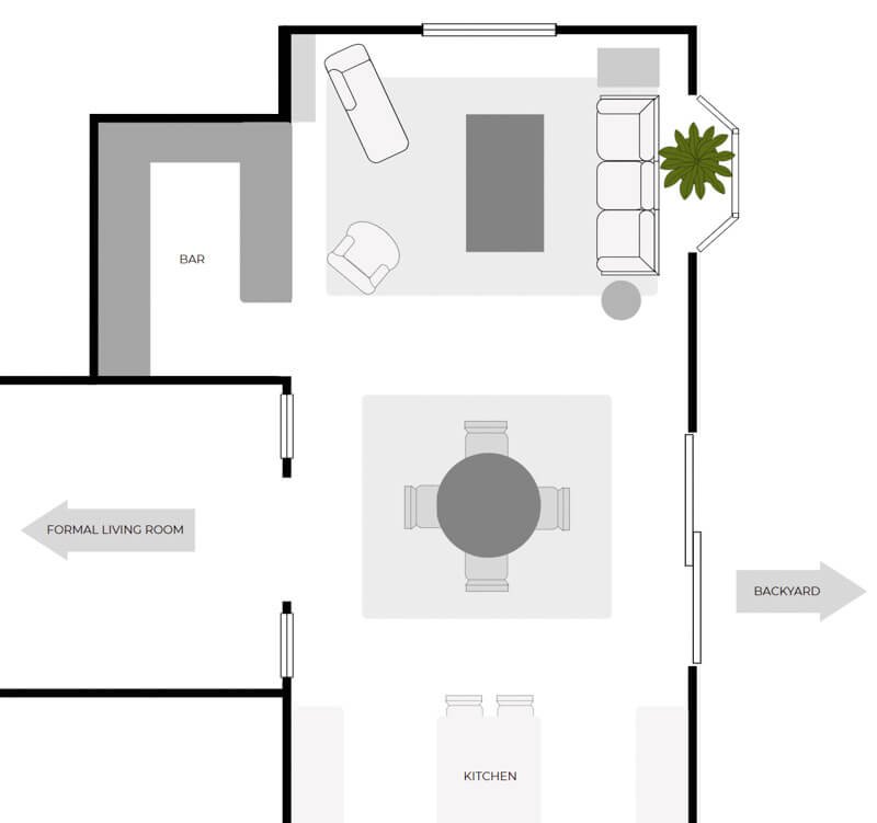 floorplan of a long living room layout