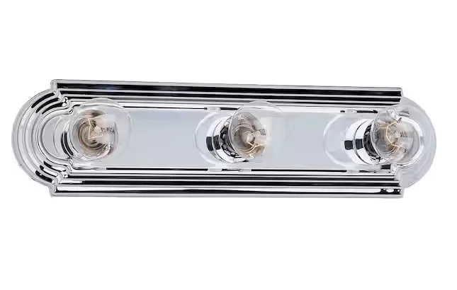 silver light fixture with three light bulbs
