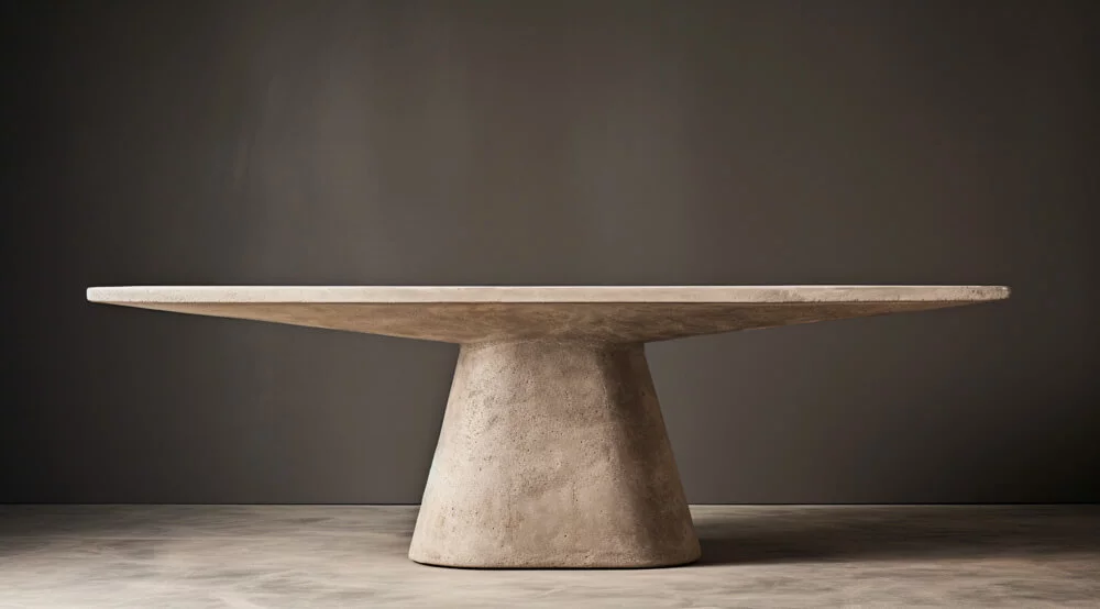 Single base, plaster dining table with round table top