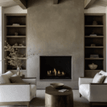 Fireplace-Accent-Wall-Paint-Ideas-Plaster-Bookshelf