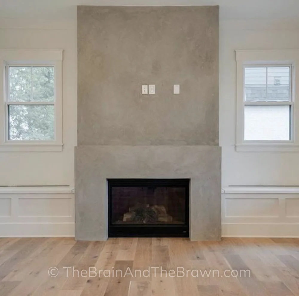 modern cement fireplace
