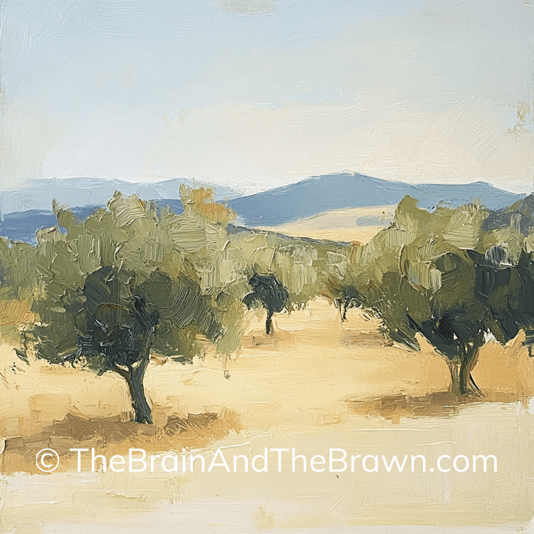 Spanish landscape with trees and mountains 